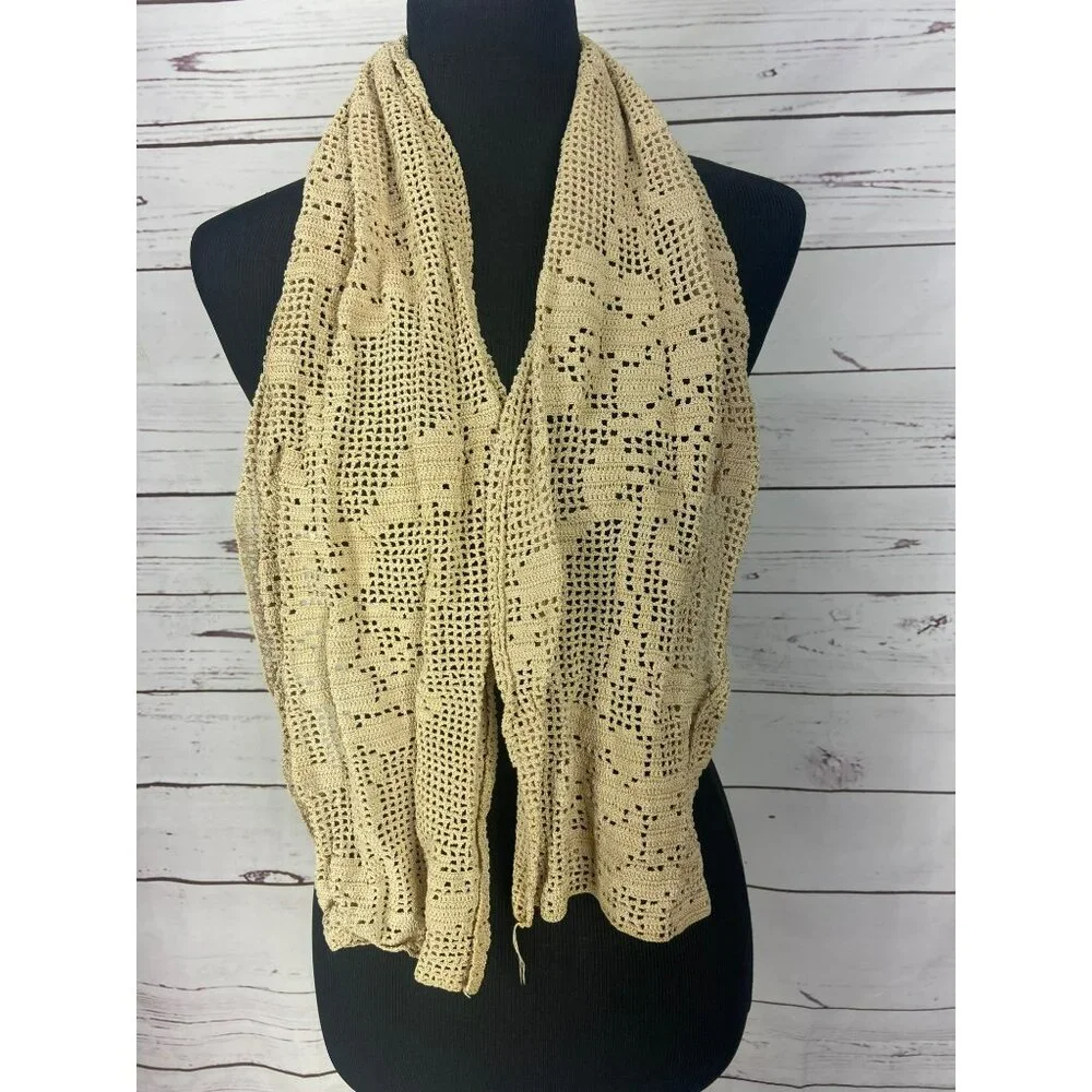 Handcrafted Beige Crochet Scarf‎ Wrap